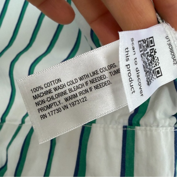 SALE Universal Thread Cotton Striped Buttoned Shirt Midi Dress Small White Green - Picture 6 of 9